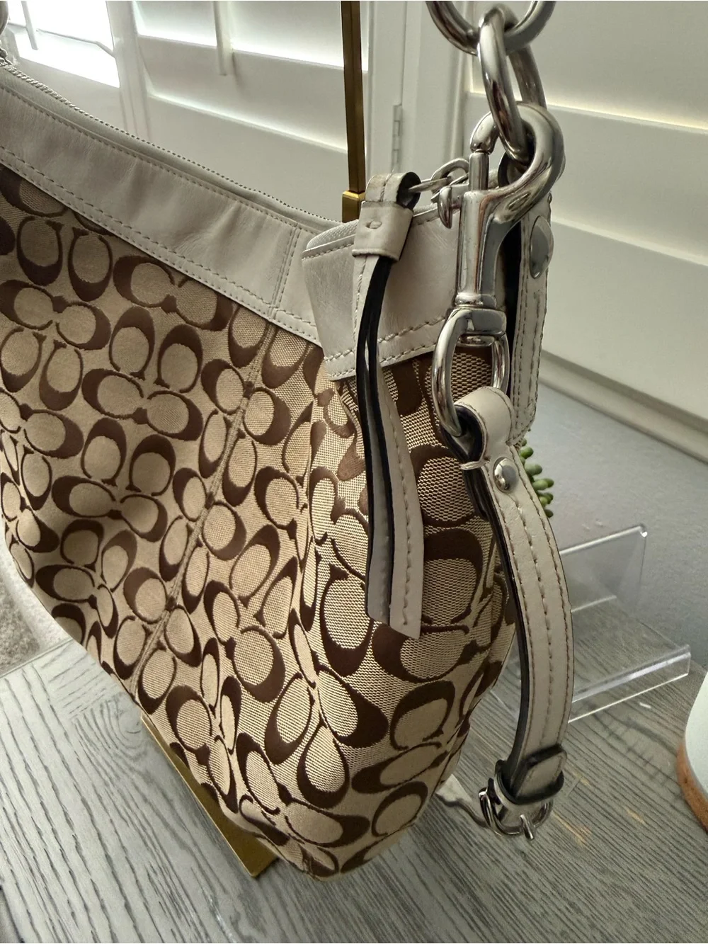 Coach Brown Signature Ashley Hobo & Matching Wallet Set